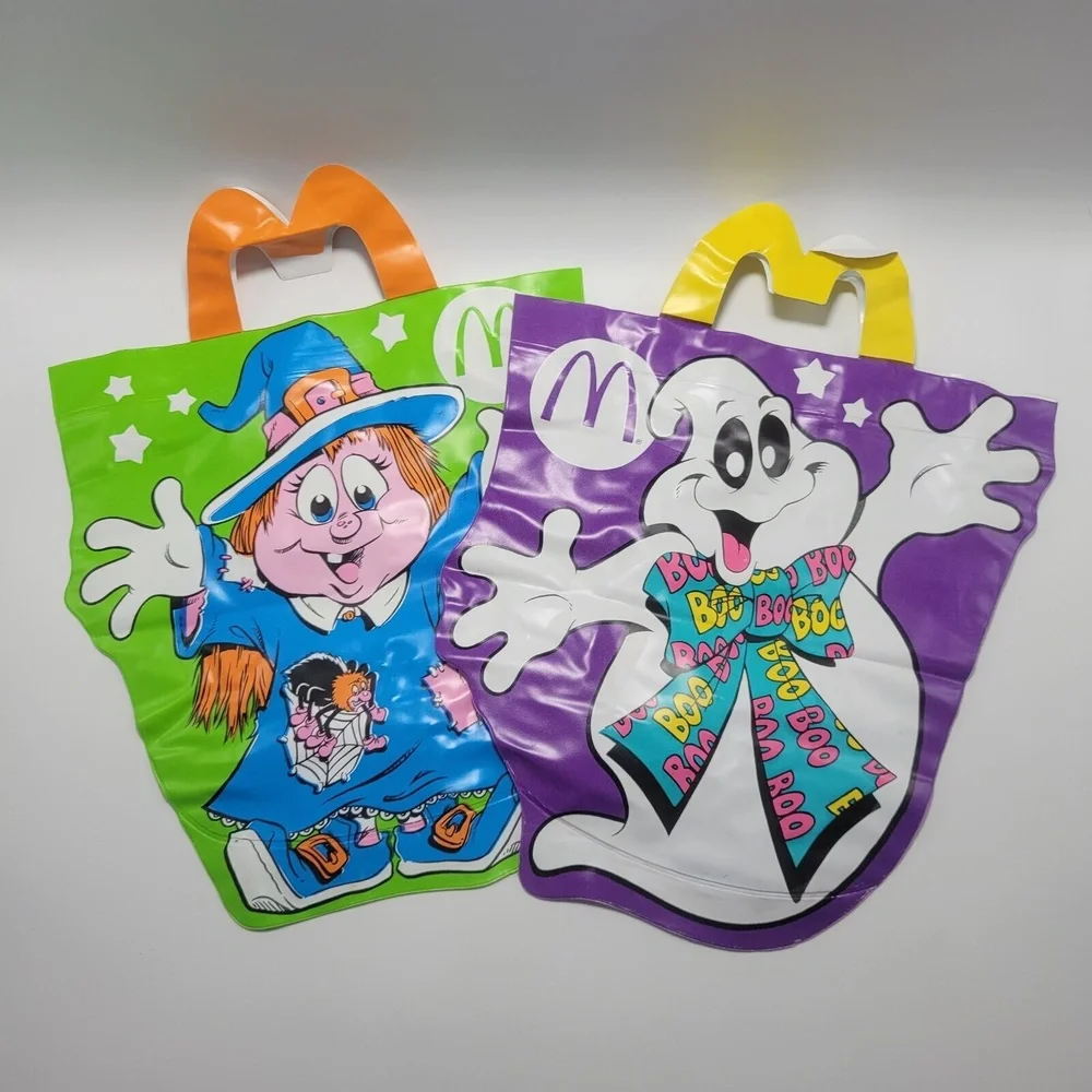 VTG McDonalds Vinyl McBoo Haloween Bags Ghost Witch Glow In The Dark 1990